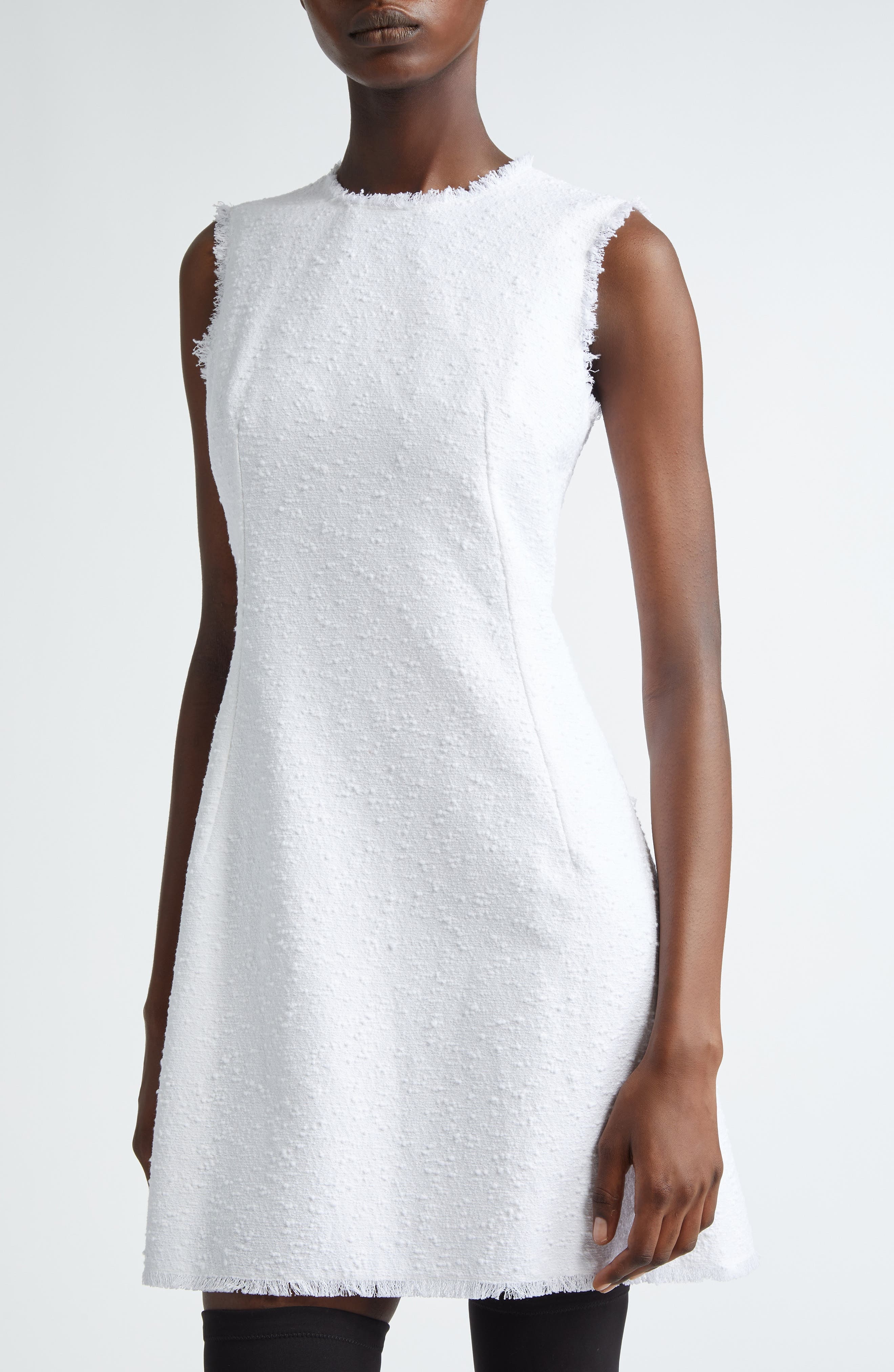 Dolce&Gabbana Rachel Sleeveless Tweed Minidress in Bianco Ottico at Nordstrom - 5