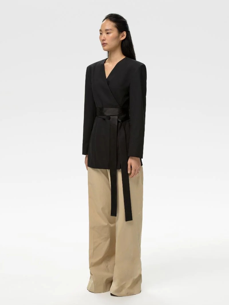 WAIST TIE WOOL BLAZER - 6