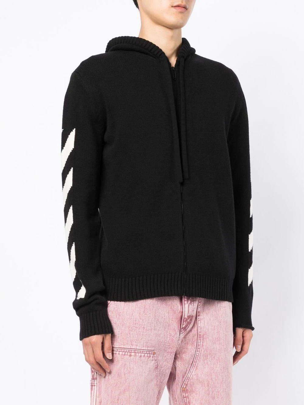 Diag-stripe print hoodie - 4