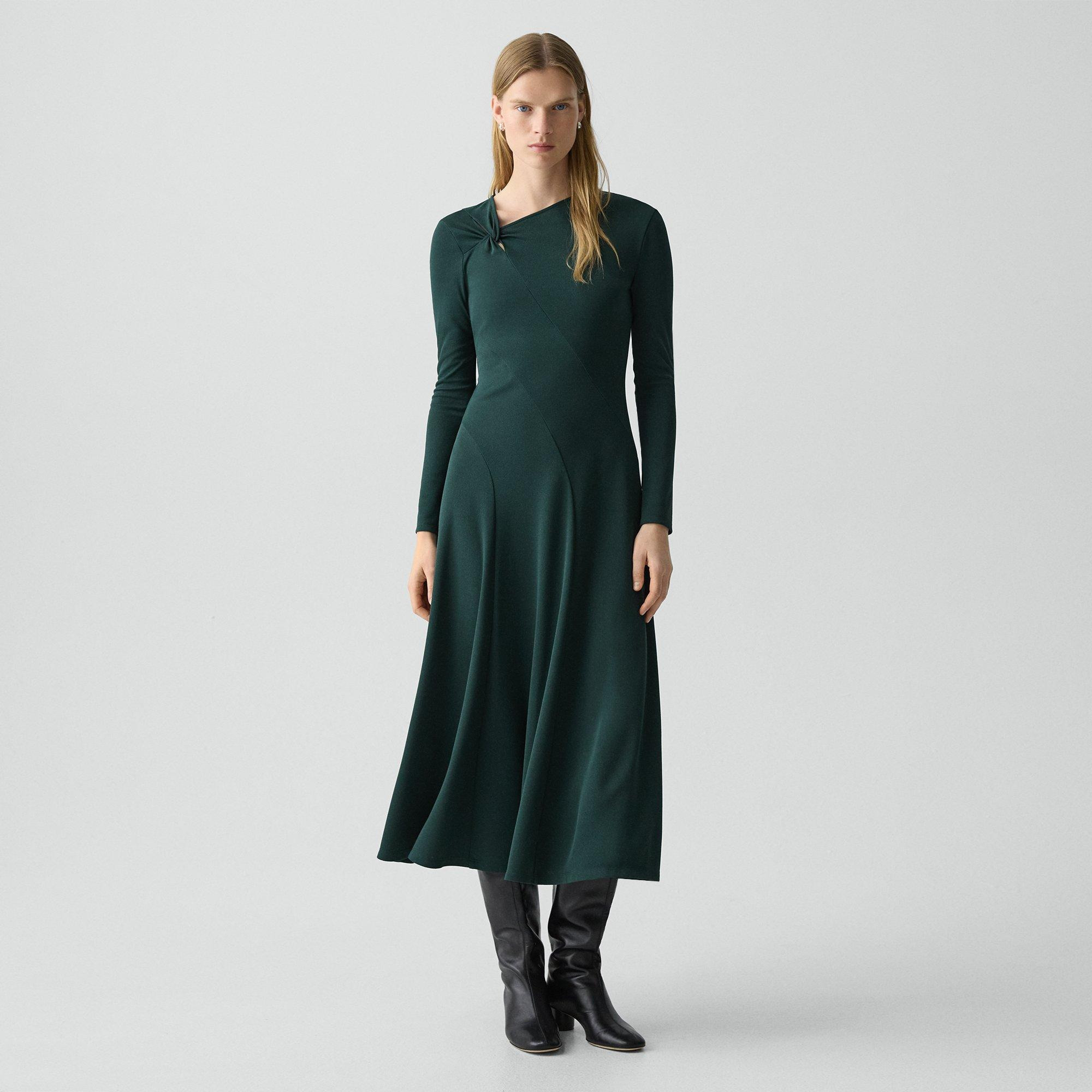 Twist Neck Dress in Crepe Jersey - 2