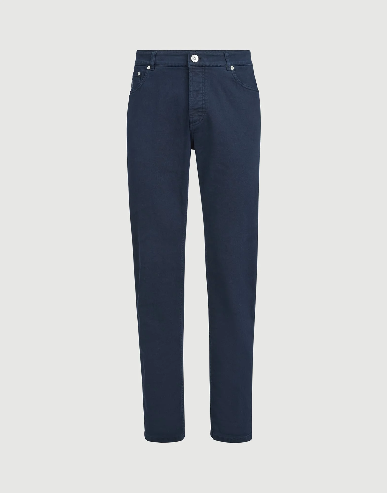 Garment-dyed comfort lightweight denim traditional fit five-pocket trousers - 1