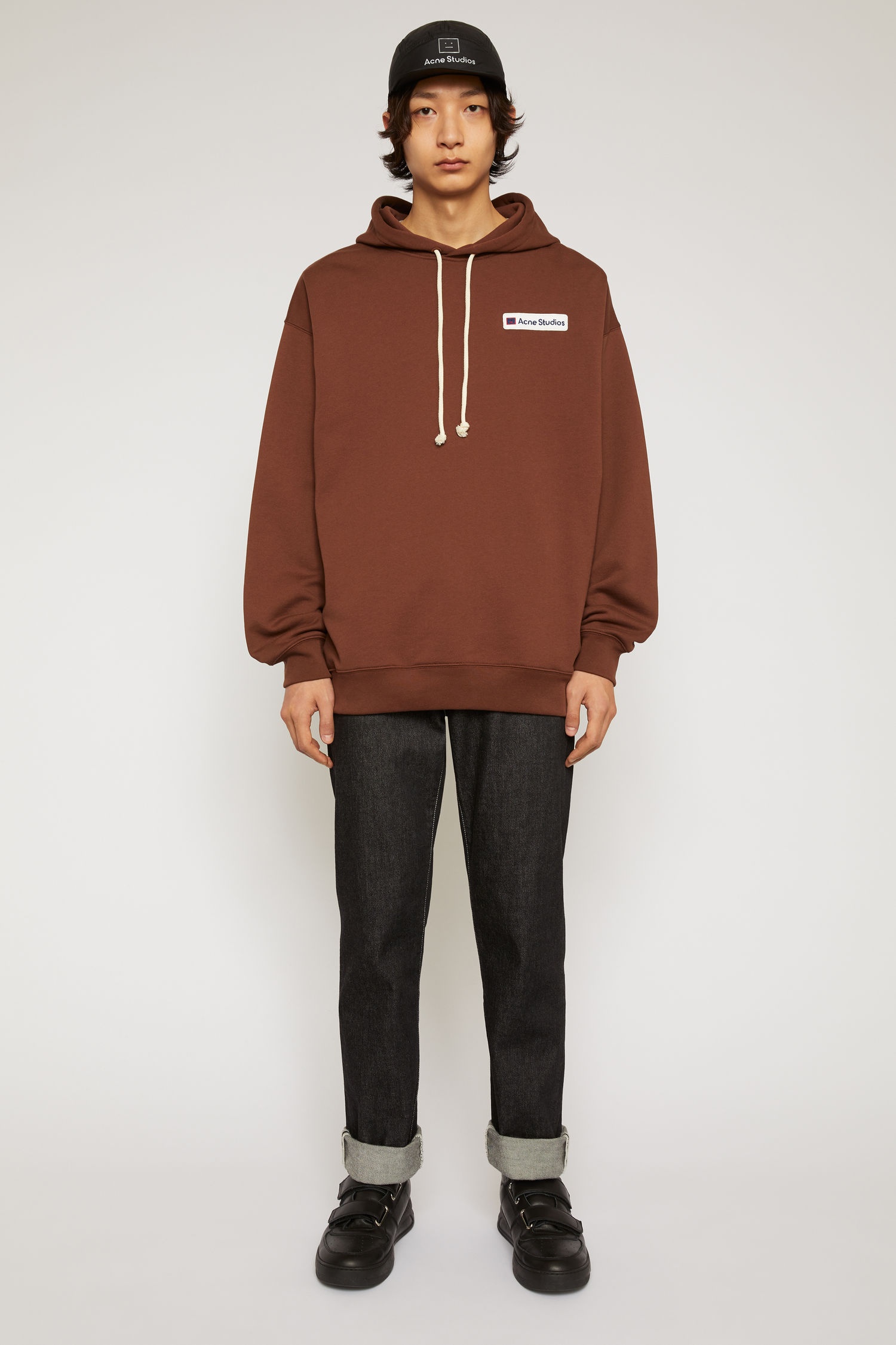 Logo patch hooded sweatshirt dark brown - 2