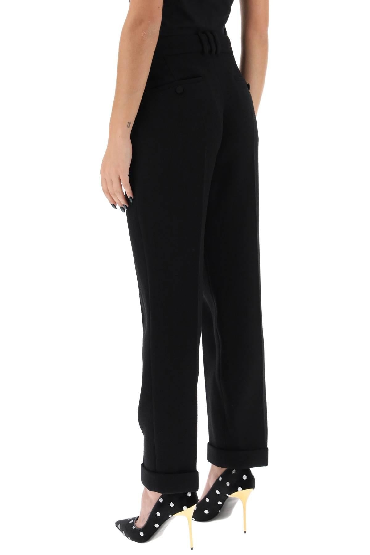 Balmain Cuffed Wool Crepe Trousers - 4