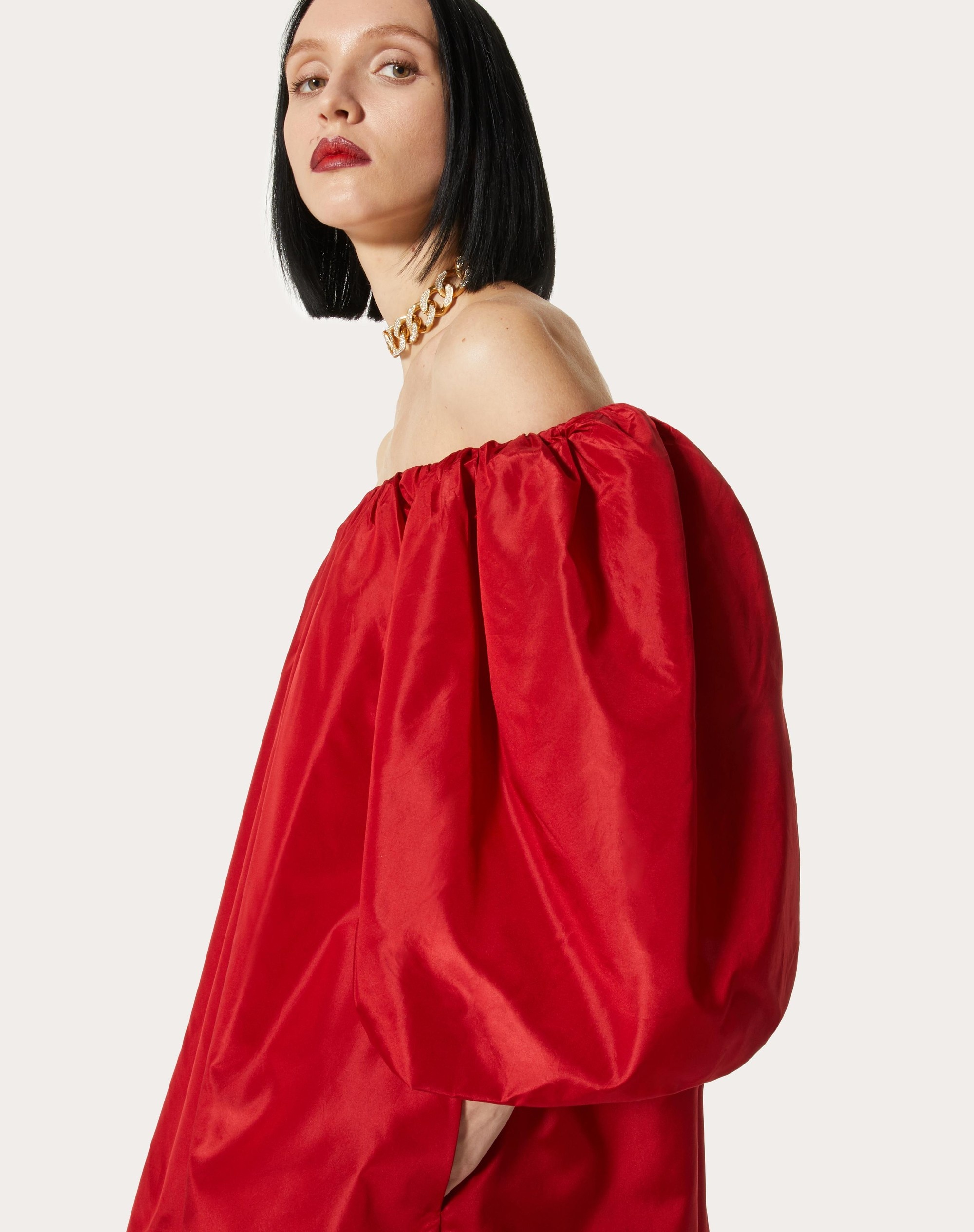 SHORT WASHED TAFFETA DRESS - 5