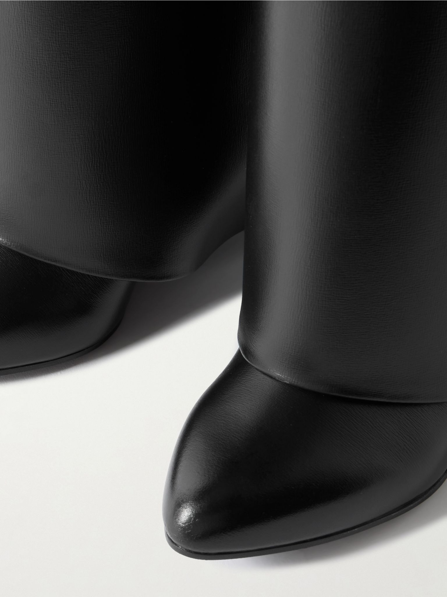 Shark Lock embellished glossed-leather knee boots Black - 5