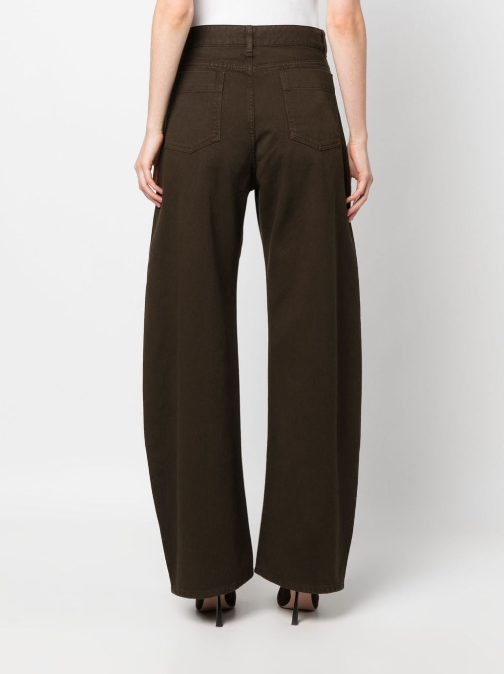 Cotton high-waisted trousers - 3