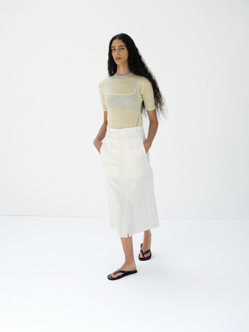 AURALEE WOOL COTTON LINEN OX SKIRT outlook
