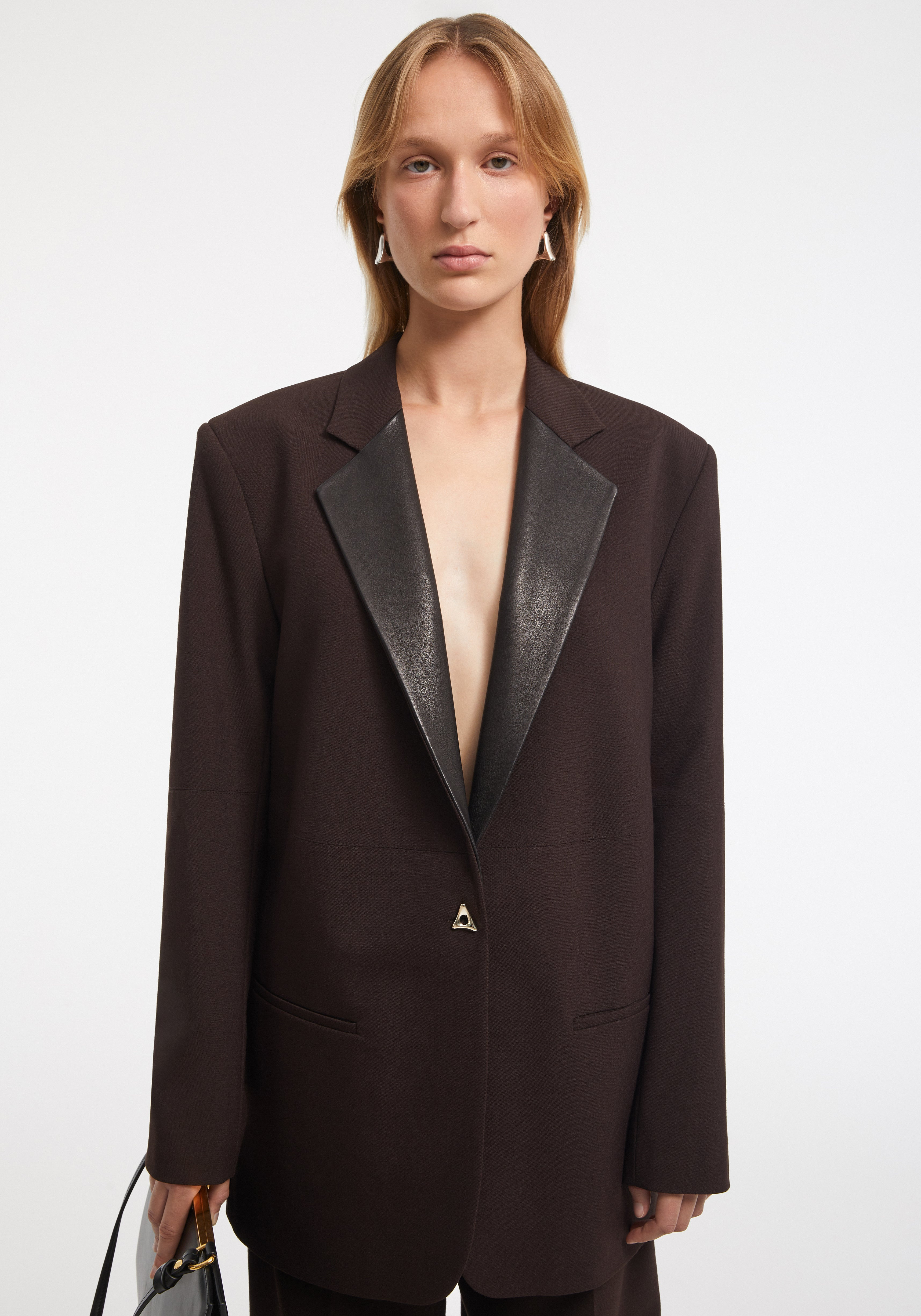 MERCEDES
Classic leather-panelled blazer - 2