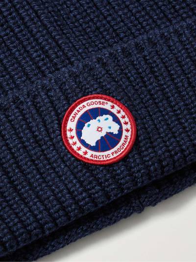 Canada Goose Logo-Appliquéd Ribbed Wool Beanie outlook
