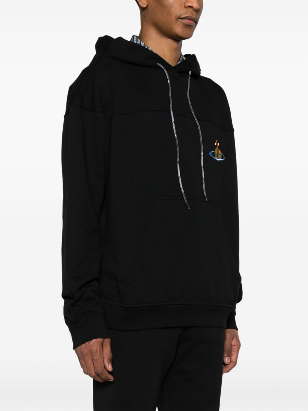 Orb-embroidered cotton hoodie - 4