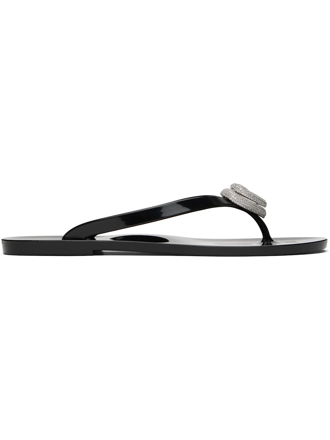 Black Double Heart Flip-Flops - 1