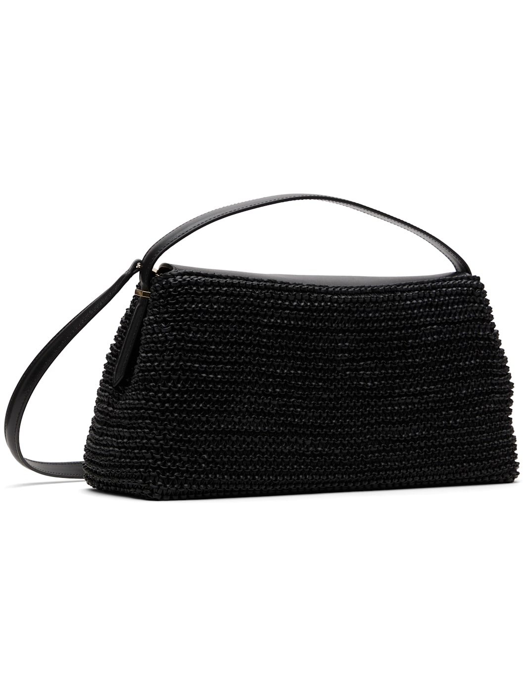 Black T-Lock Woven-Leather Bag - 3