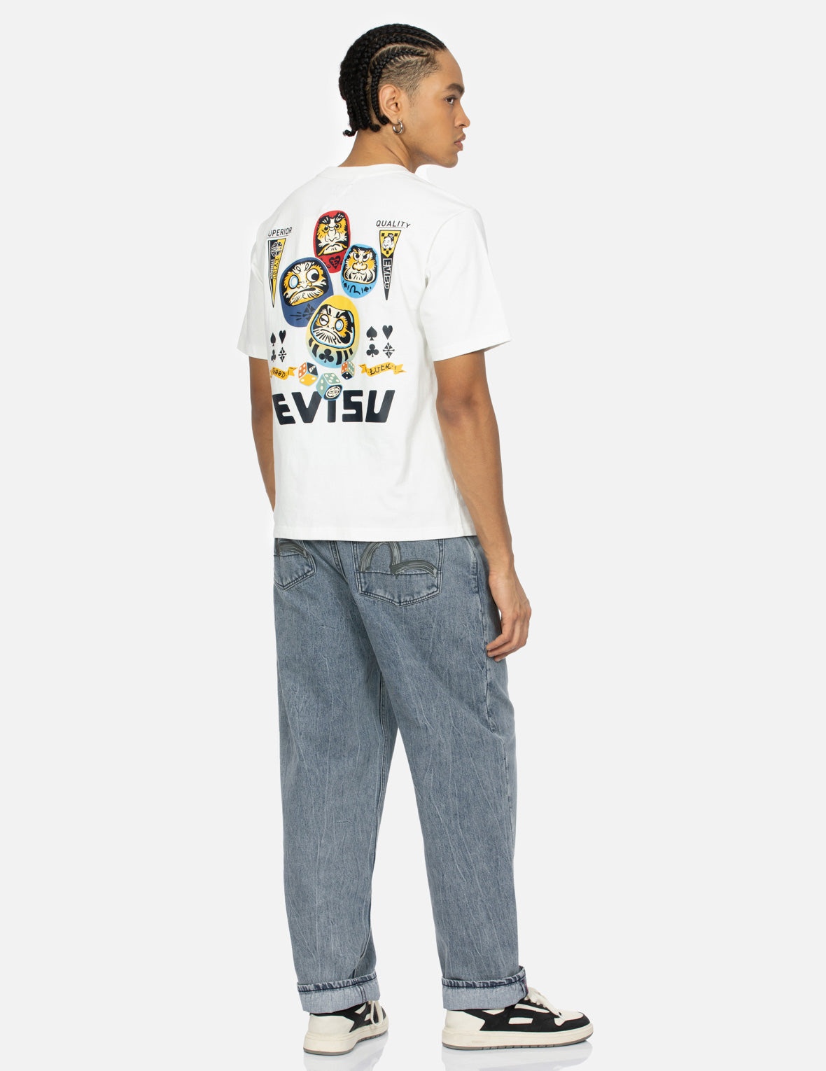 Brush Seagull Print Fashion Loose Fit Jeans - 3