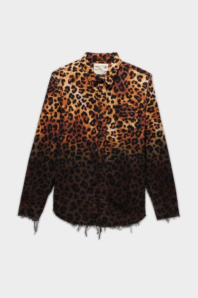 SHREDDED SEAM SHIRT - DIP-DYE LEOPARD | R13 - 1