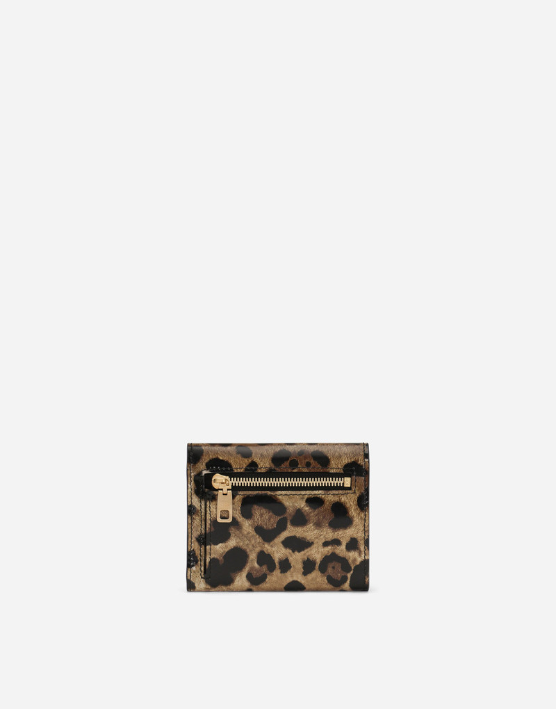 Polished calfskin wallet with leopard print 3
