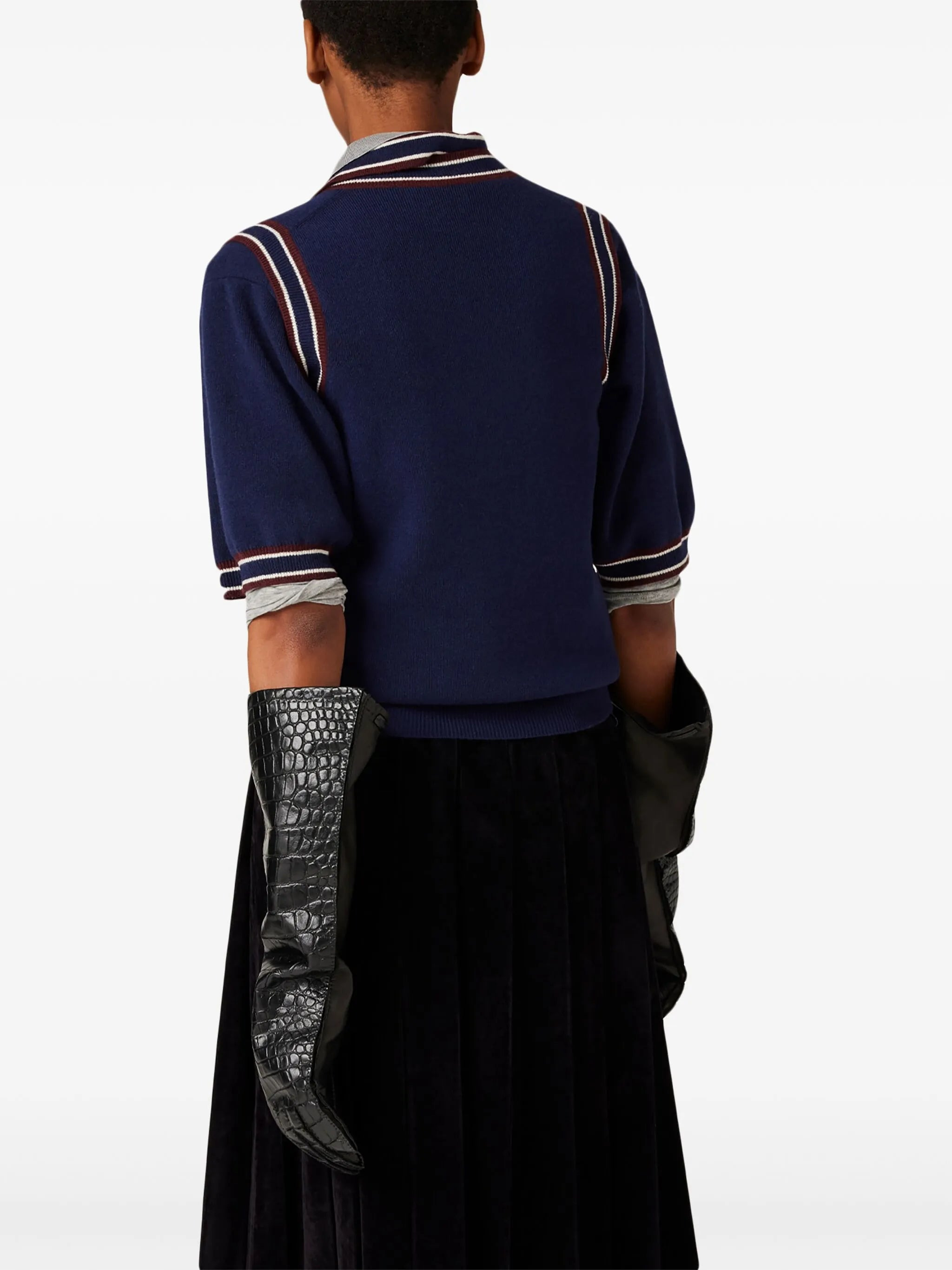 striped-trim knit vest - 3