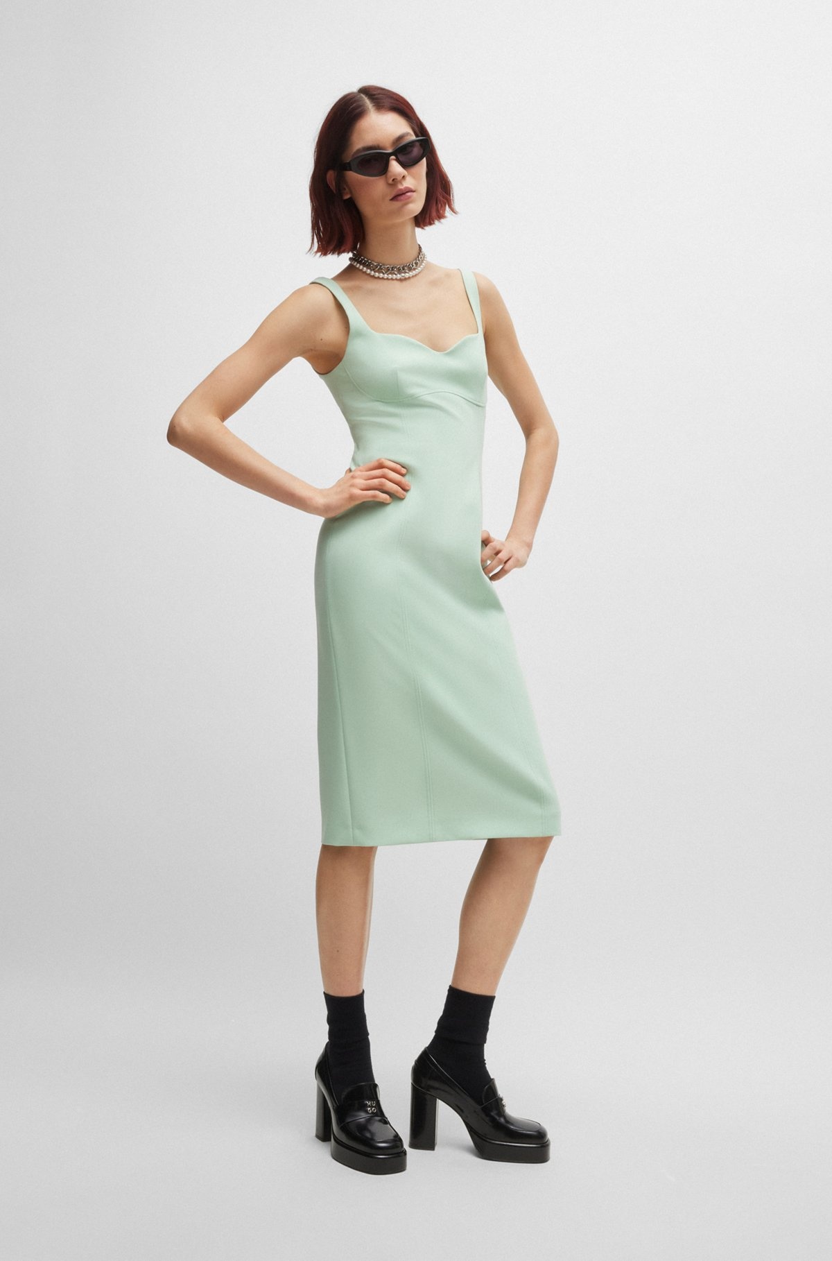 SLEEVELESS MIDI DRESS WITH SEAM DETAILS - 3