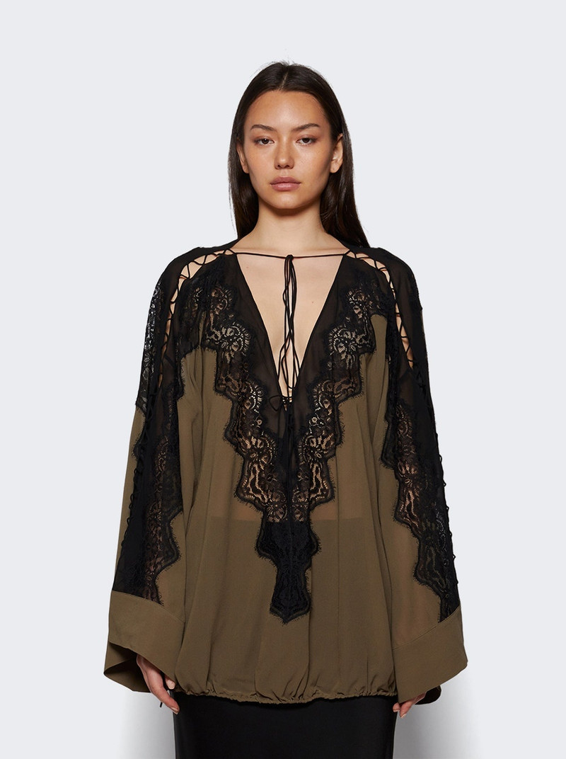 CHRISTOPHER ESBER Verve Lace Blouse Eucalypt And Black outlook