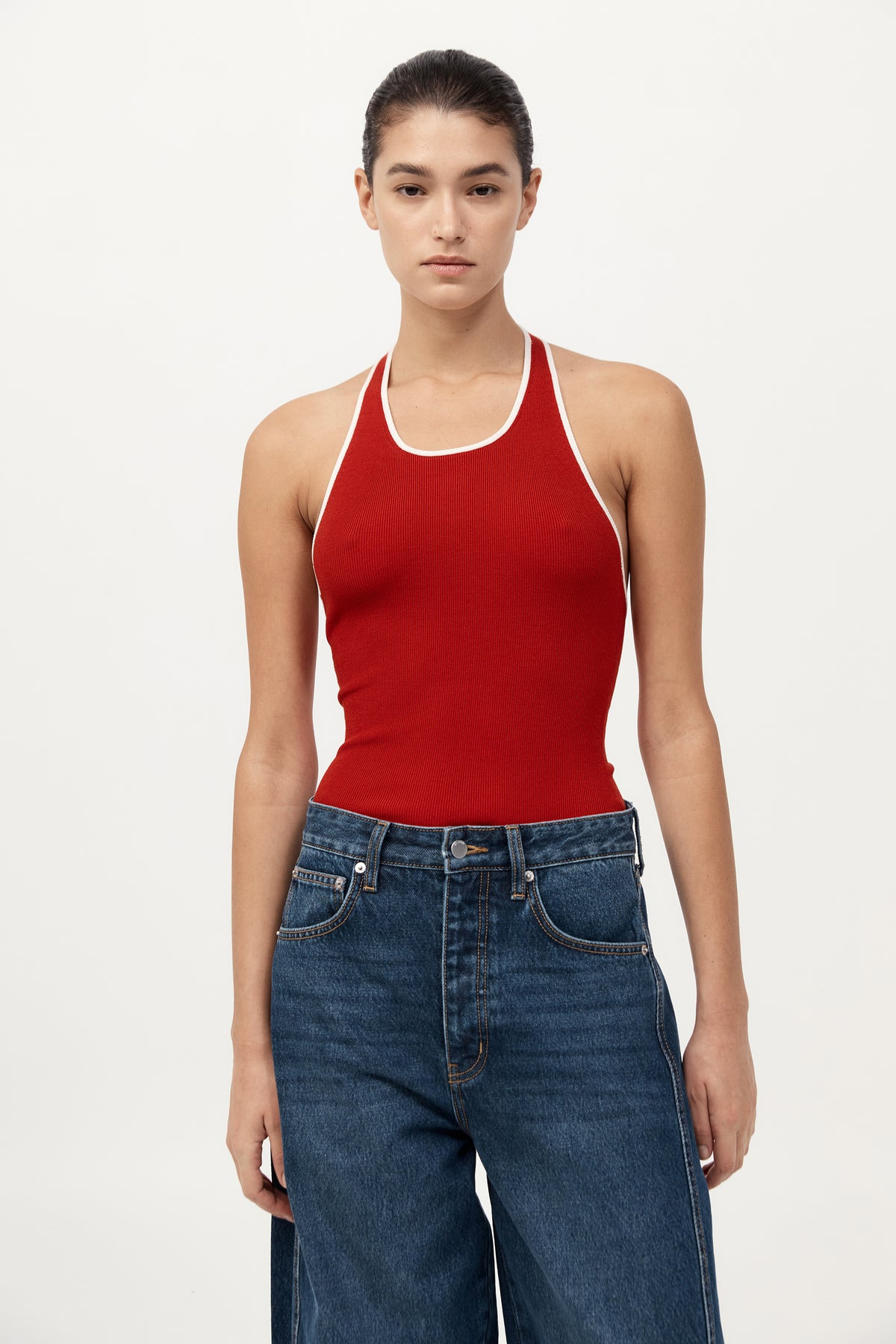 Fine Line Halter Top - Red - 2