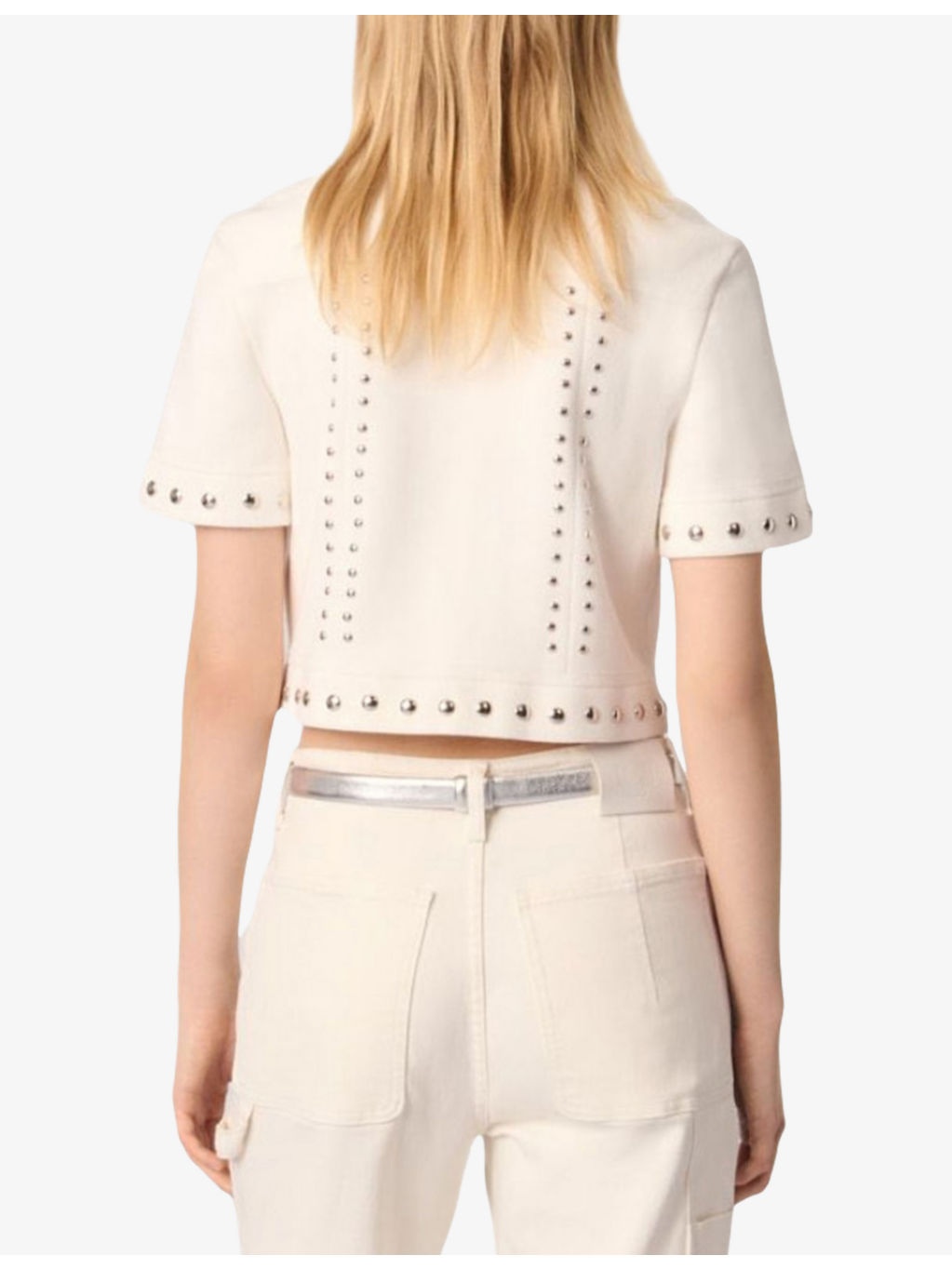 Short-Sleeved Stud-Embellished Knitted Shirt - 4