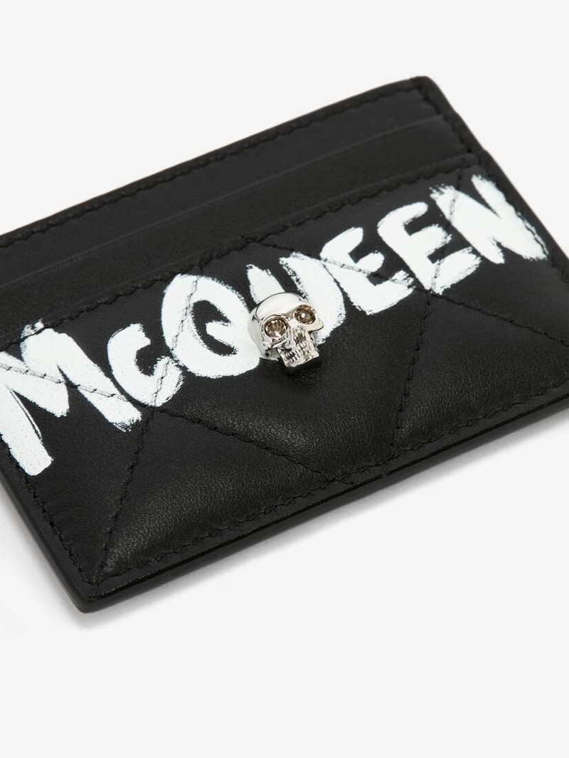 Alexander McQueen Mcqueen Graffiti Card Holder in Black/white outlook