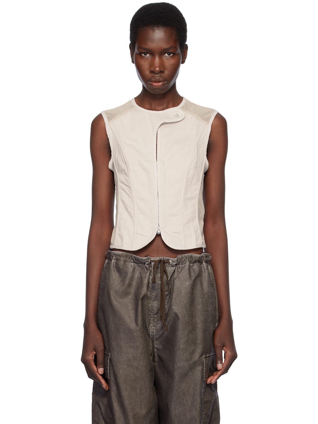 Gray Sateen Corset Vest - 1