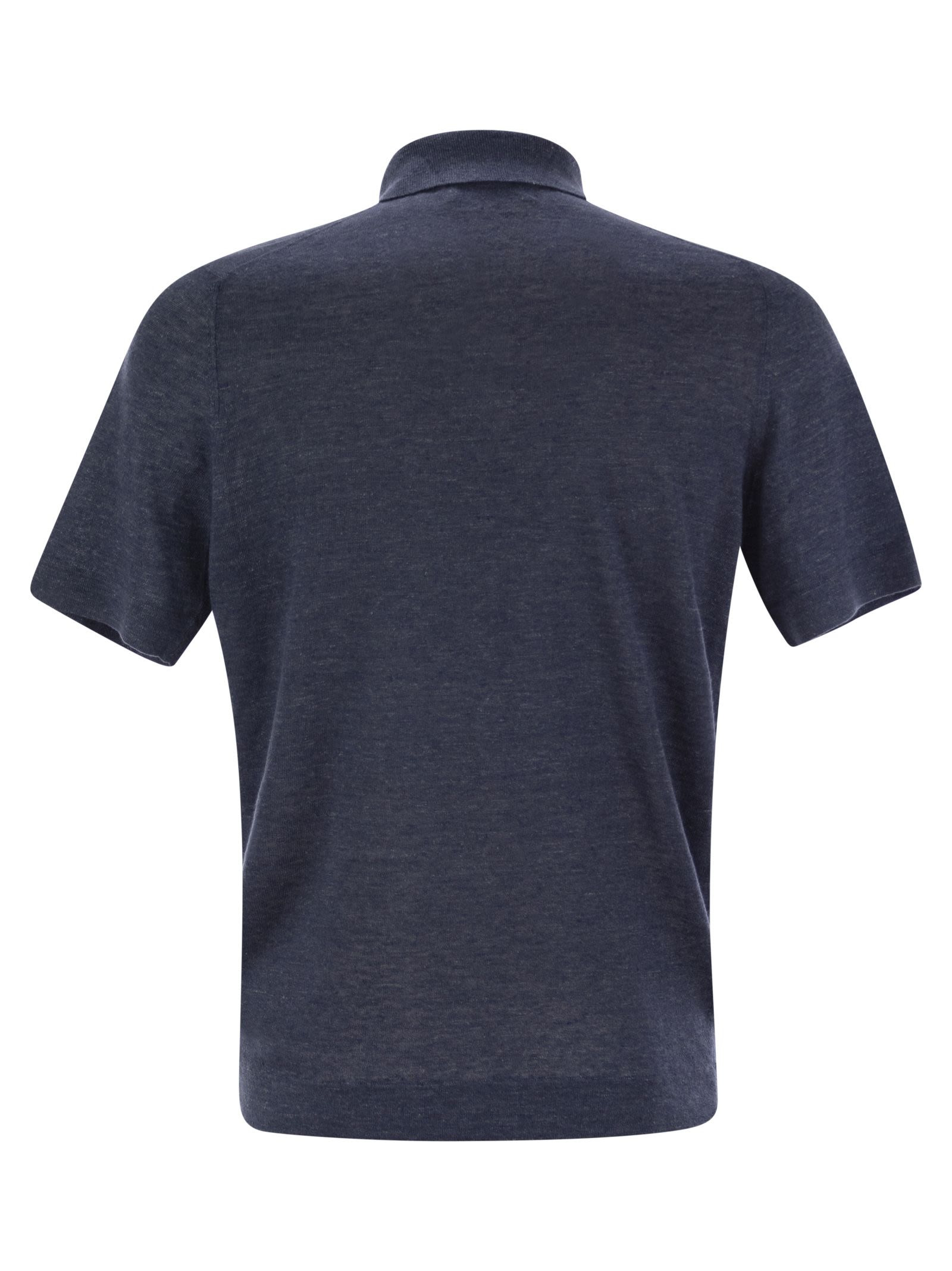 Brunello Cucinelli Men Linen And Cotton Knit Polo Shirt - 2