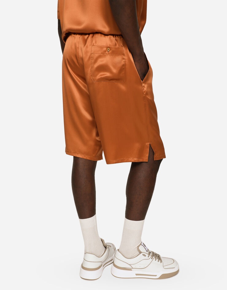 Silk satin jogging shorts with metal DG logo - 4