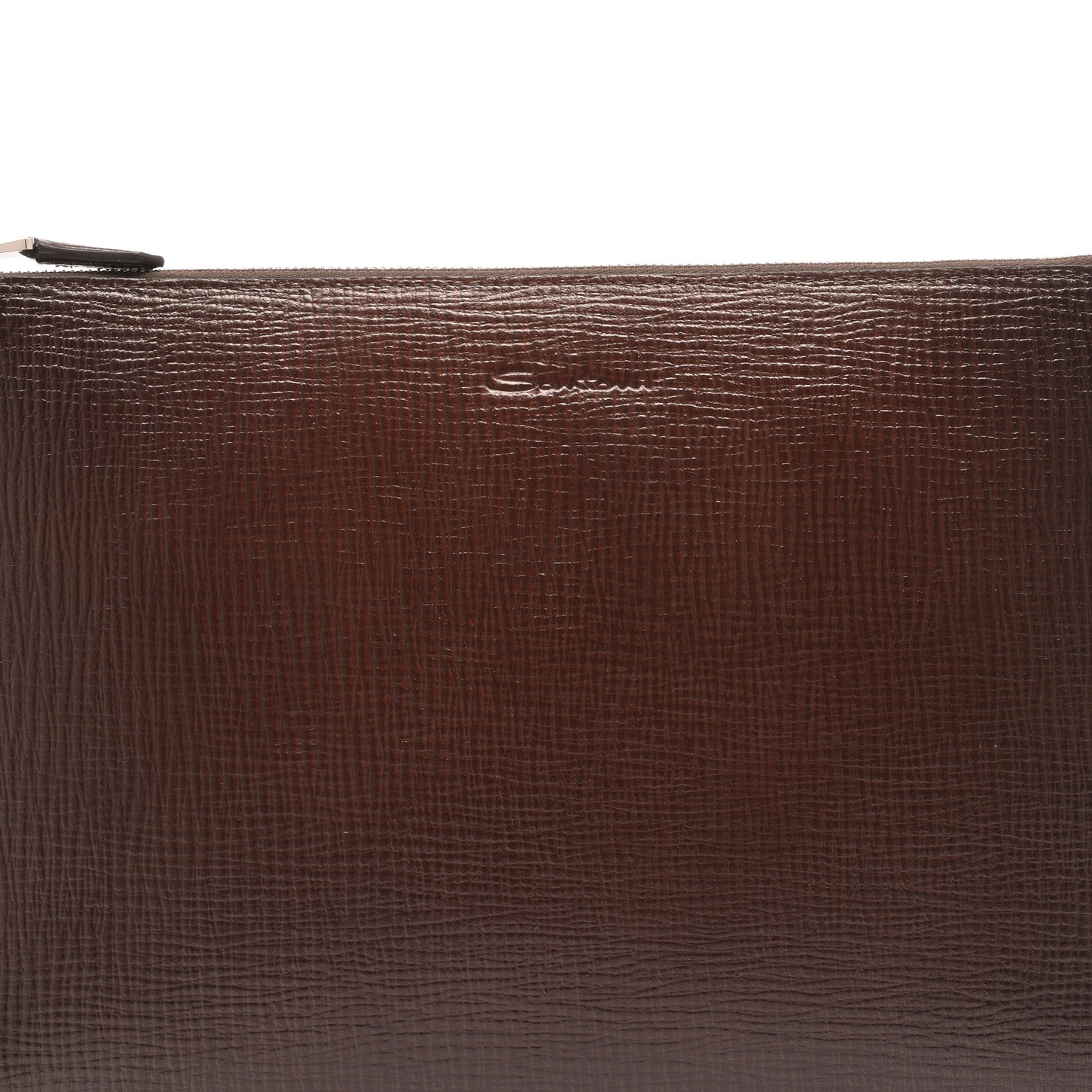 Dark brown embossed leather pouch - 2