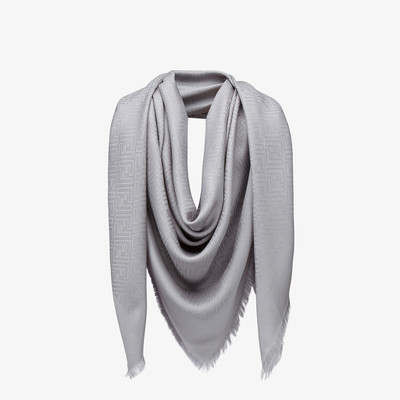 FENDI Gray silk and wool shawl outlook