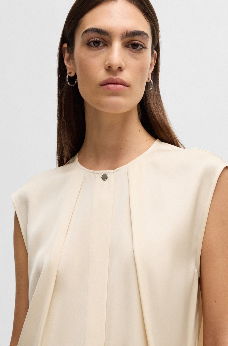 FITTED SLEEVELESS BLOUSE IN STRETCH SILK WITH CONCEALED PLACKET 4