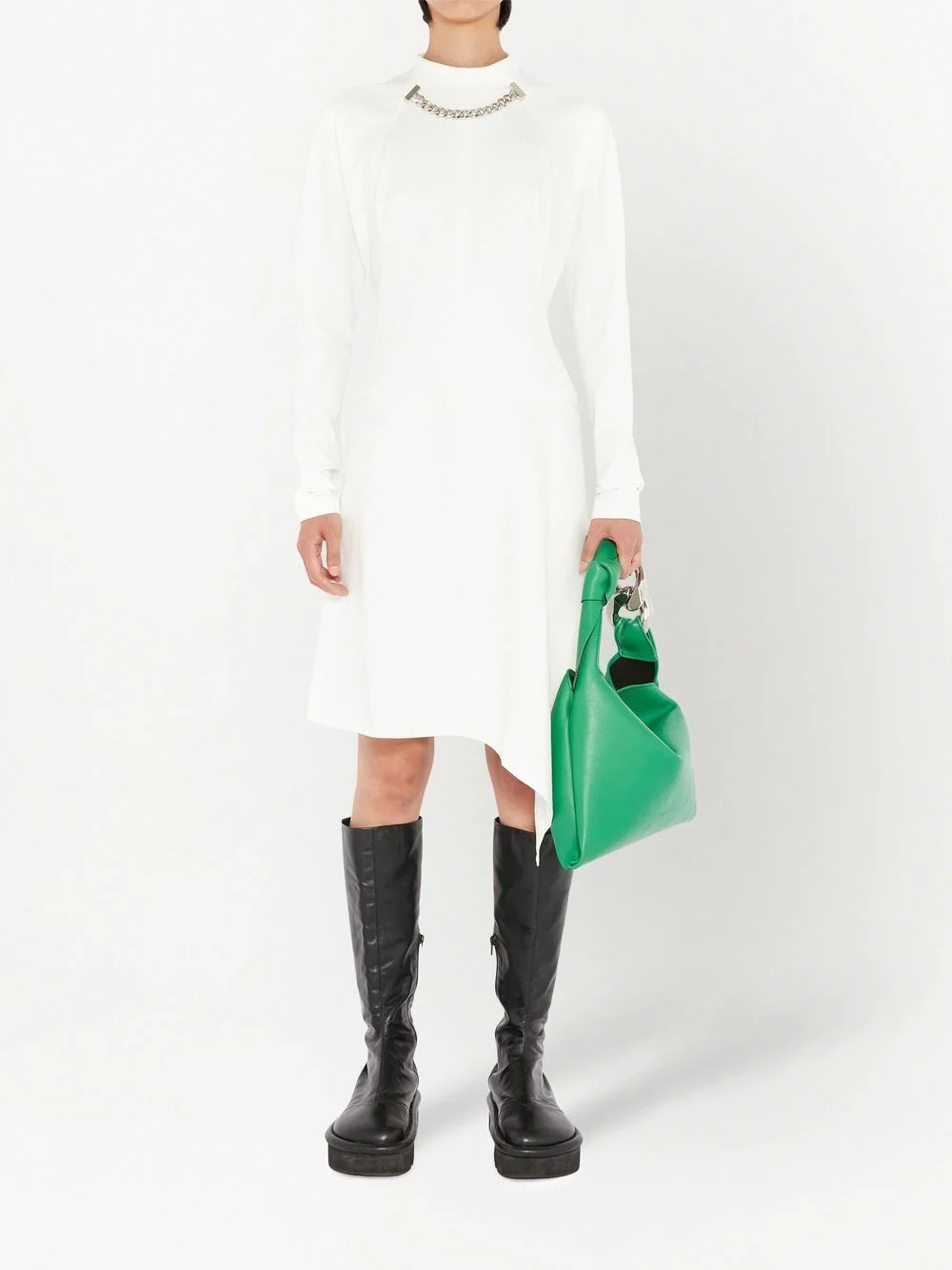 chain-neck asymmetric-hem dress - 2