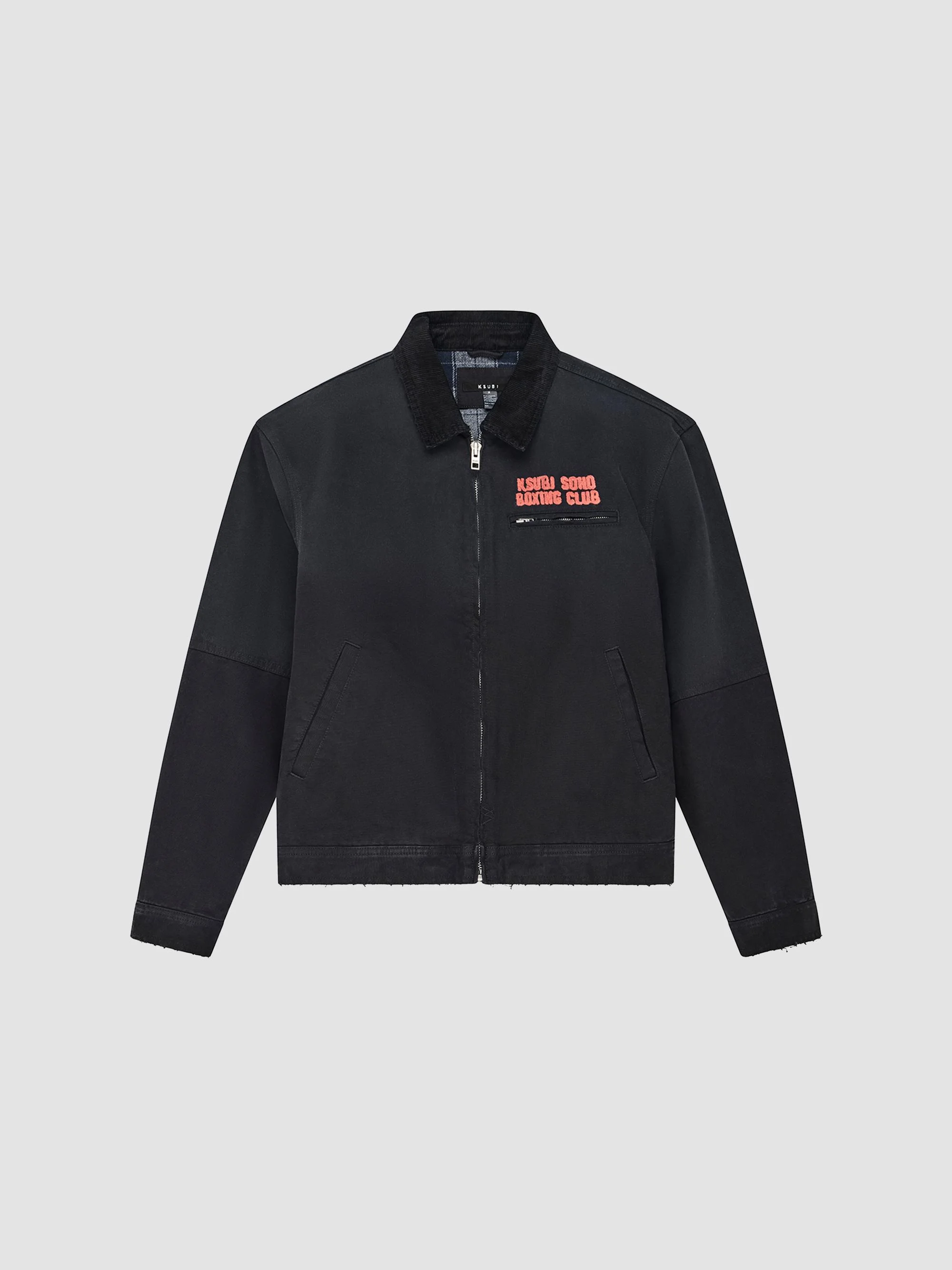 Men's Club Greenwich Printed Cotton Twill Jacket - Black - 1
