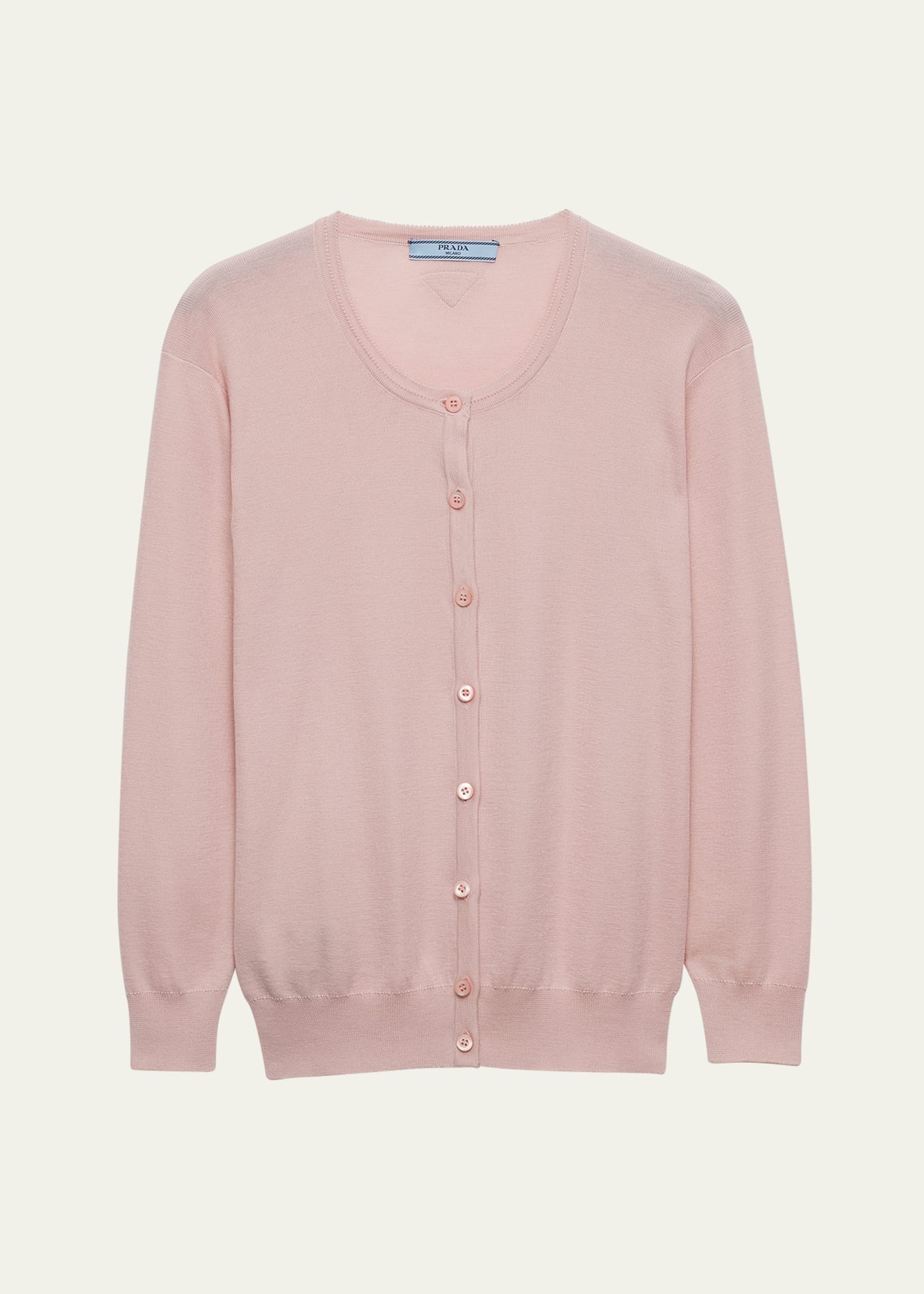 Silk-Cotton Double Crewneck Cardigan - 1