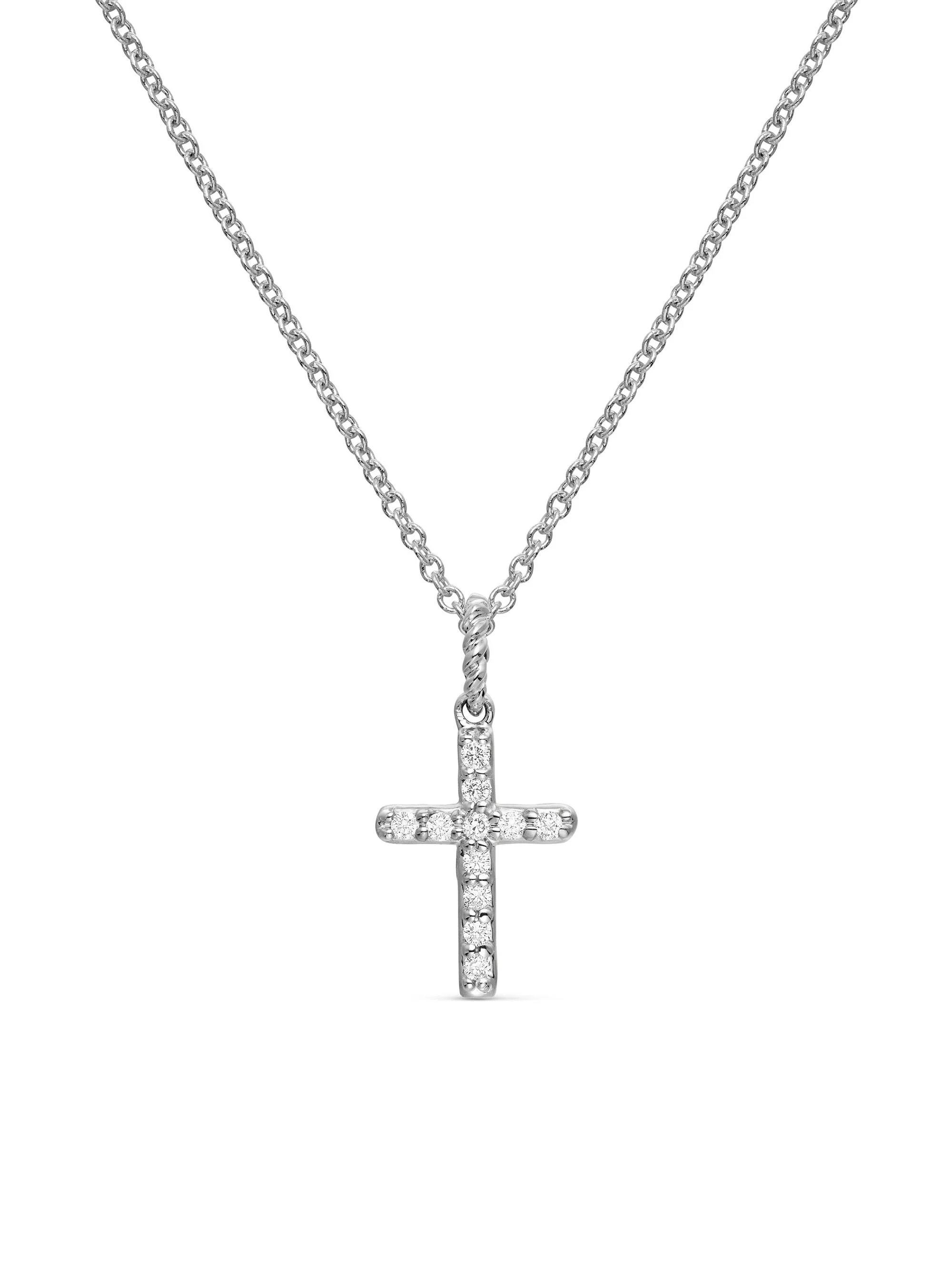 Women's Cable Collectibles Cross Necklace in 18K Gold - White Gold - 1
