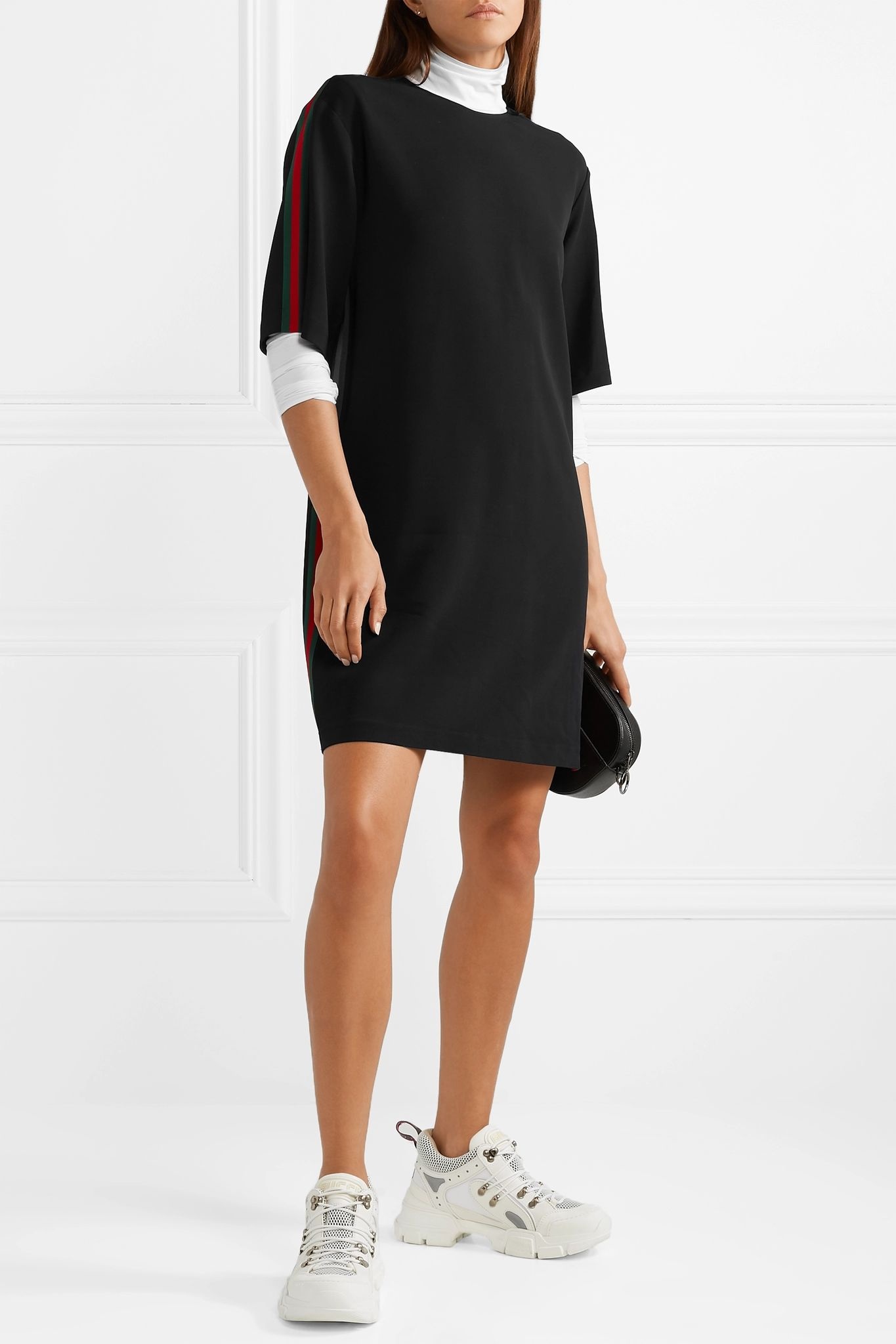 Oversized grosgrain-trimmed stretch-cady tunic - 6