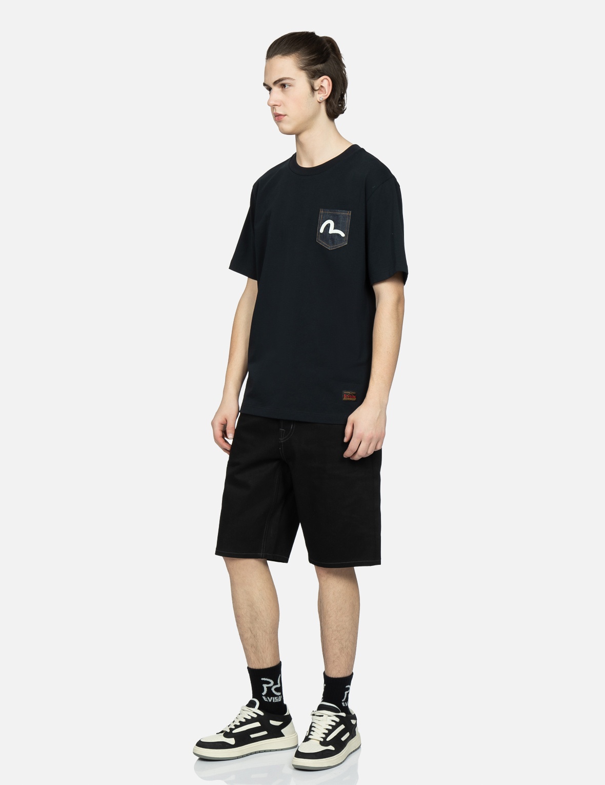 SAMURAI AND SEAGULL EMBROIDERY DENIM SHORTS - 4