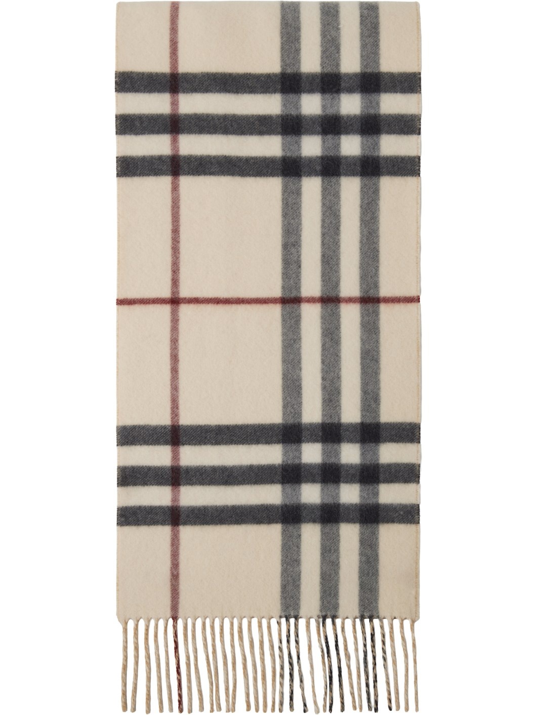 Beige Reversible EKD Check Cashmere Scarf - 2