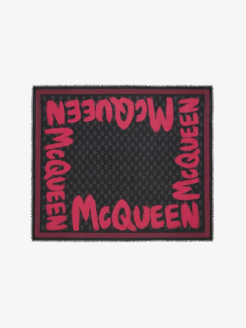 Mcqueen Graffiti Biker Skull Scarf in Black - 1