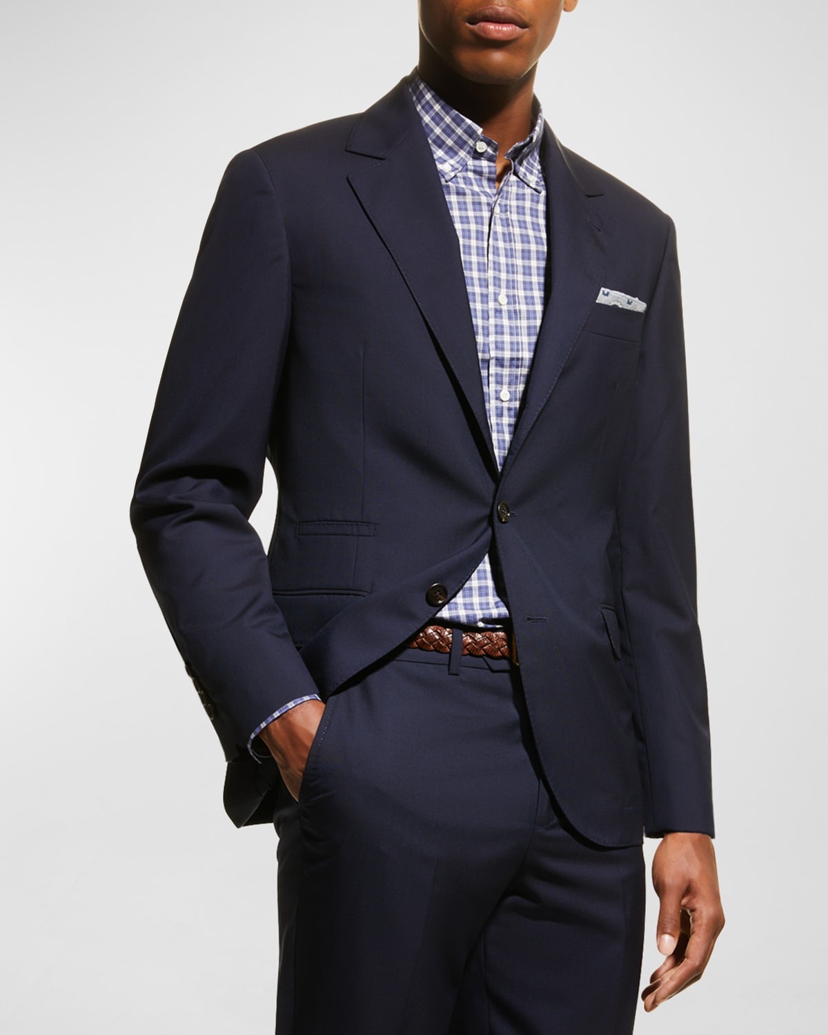 Men's Wool Three-Button Two-Piece Suit - 5