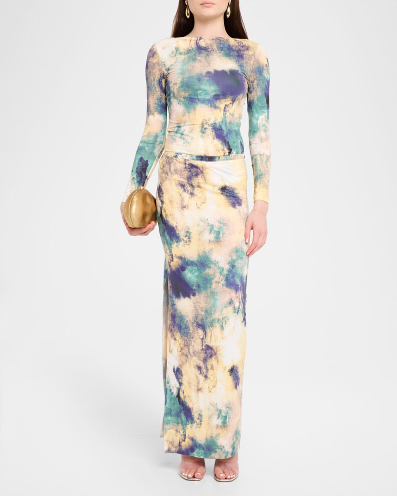 MISA Alaya Abstract Jersey Maxi Skirt outlook