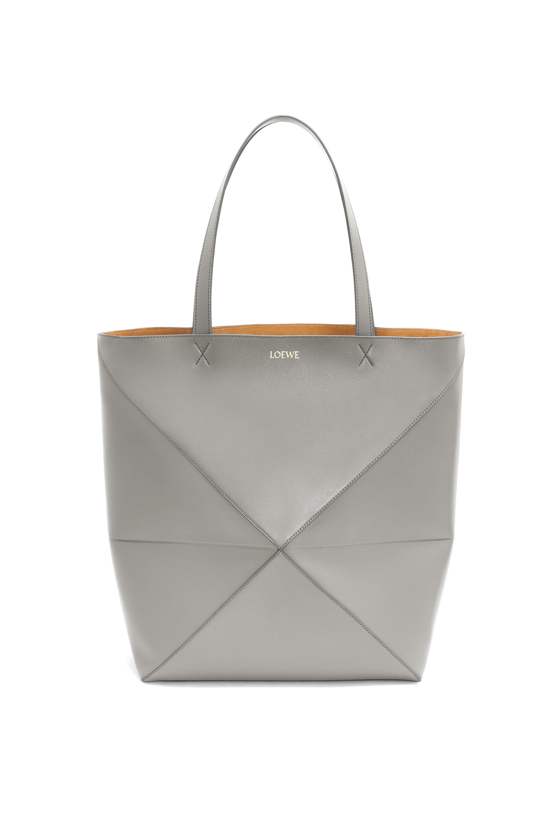 Large Puzzle Fold Tote in shiny calfskin - 1