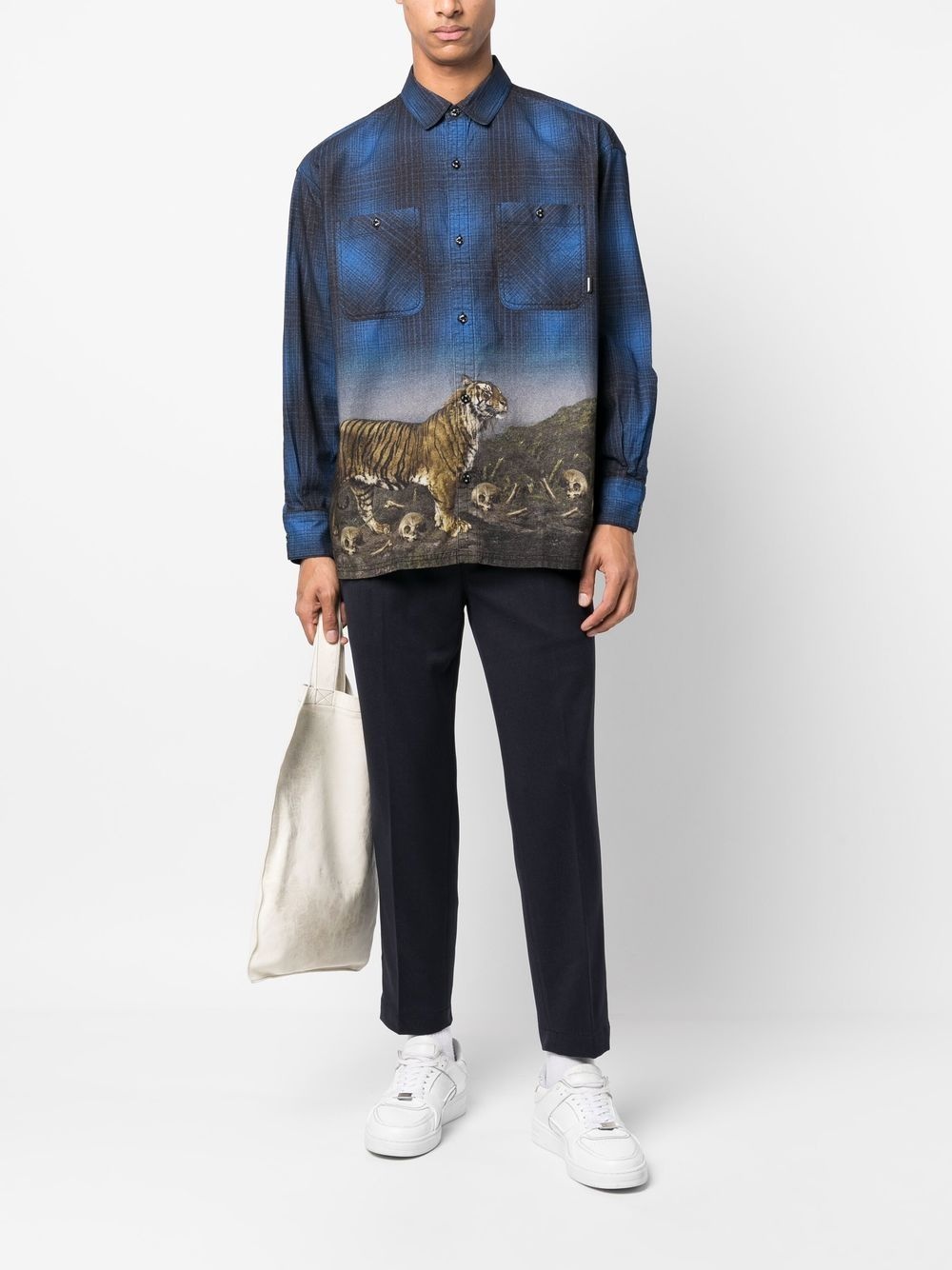 tiger-print visual-effect shirt - 2