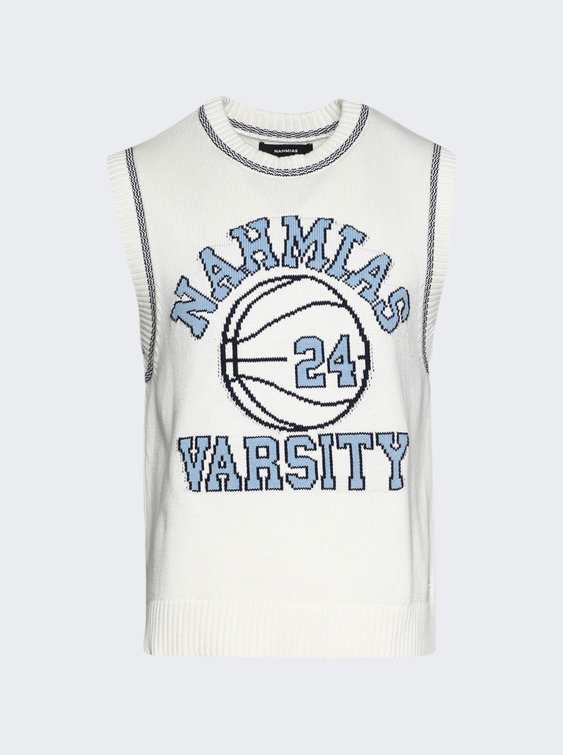 Knit Varsity Basketball Jersey White 1