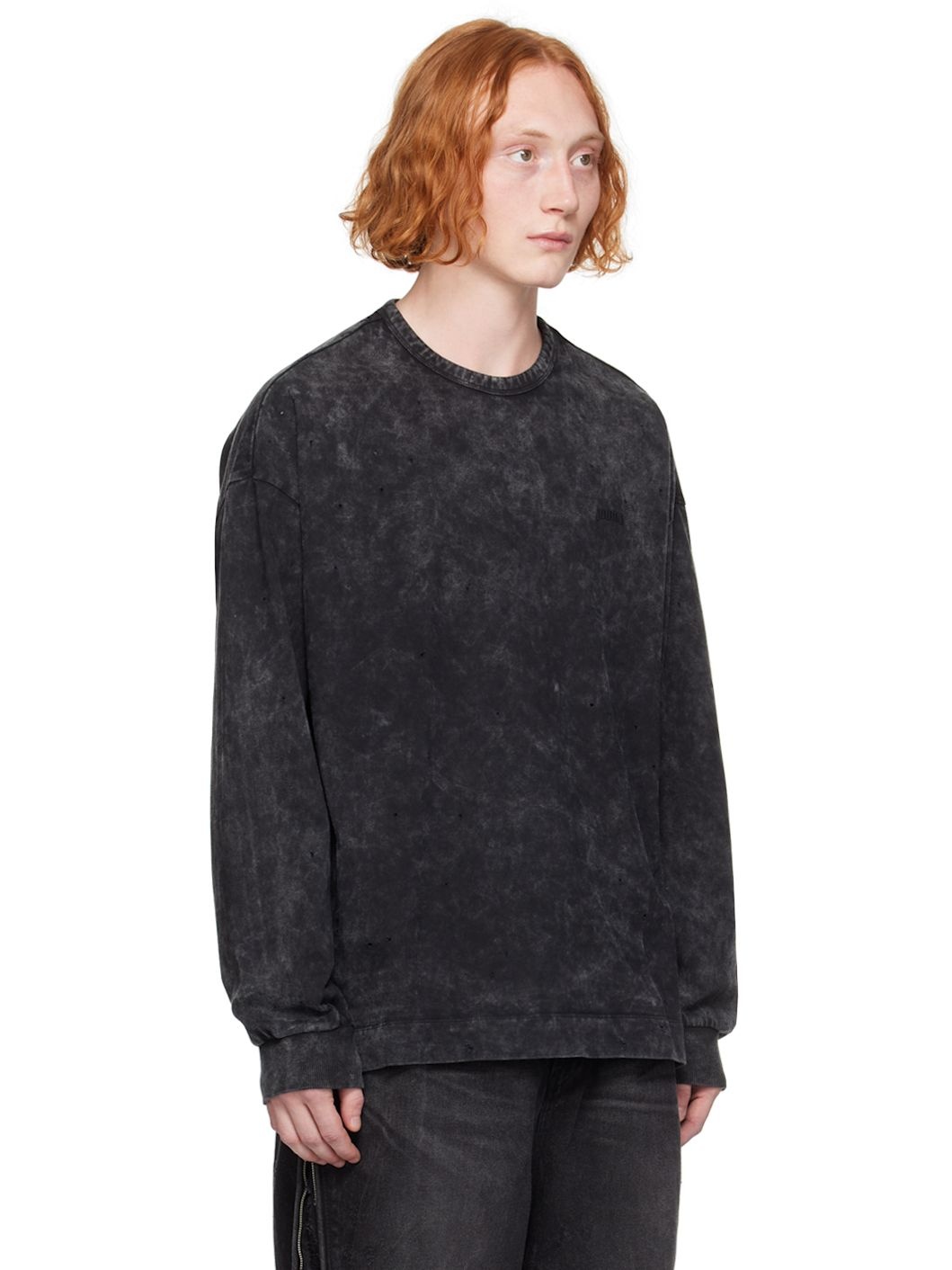 Black Garment-Dyed Long Sleeve T-Shirt - 2