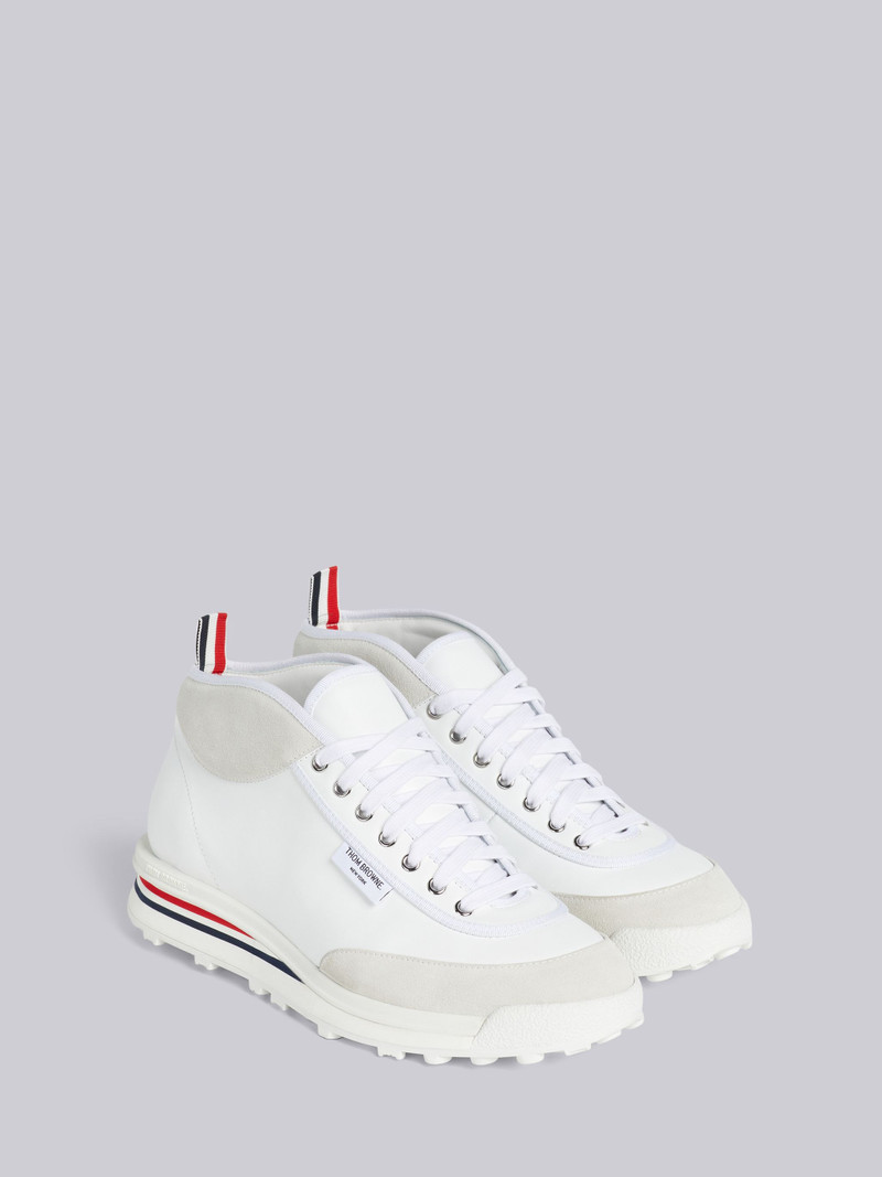 White Vitello Calf Leather Mid-top Rugby Trainer 3