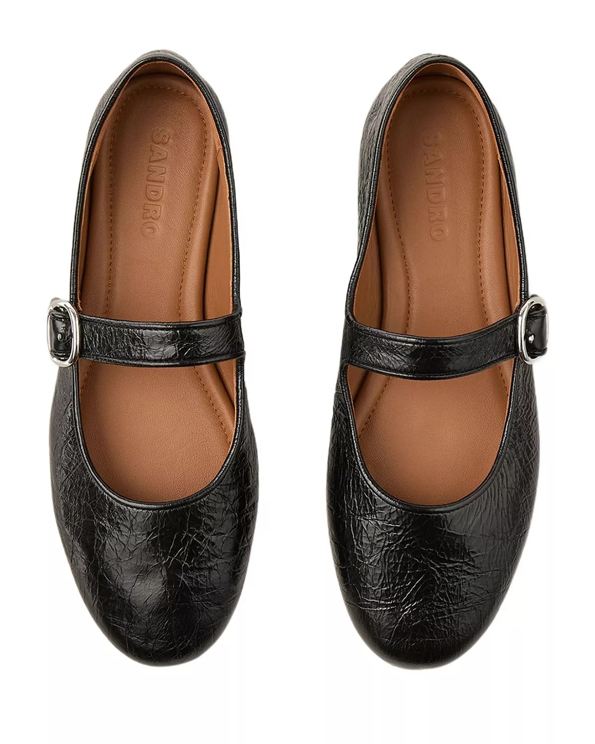 Women's Shiny Leather Ballet Flats - 3