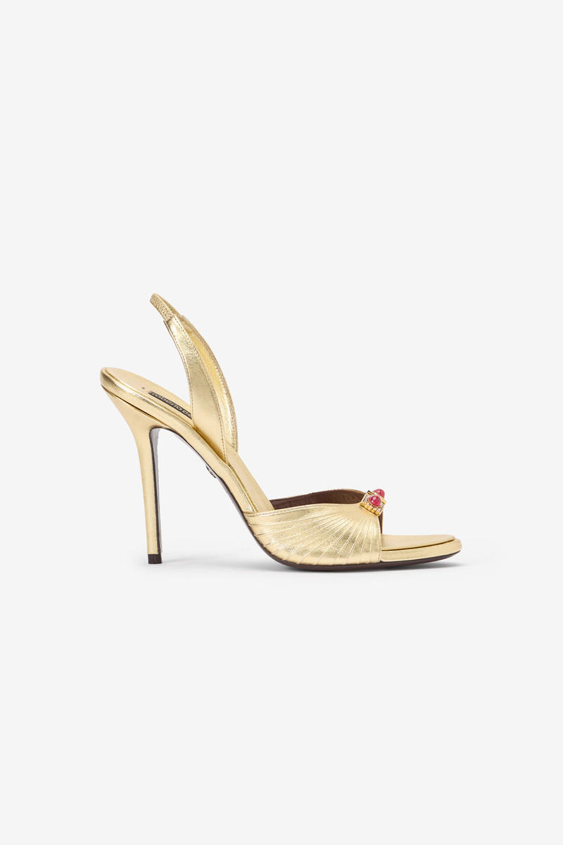 Gold Sandals with Jewel Buckle 1