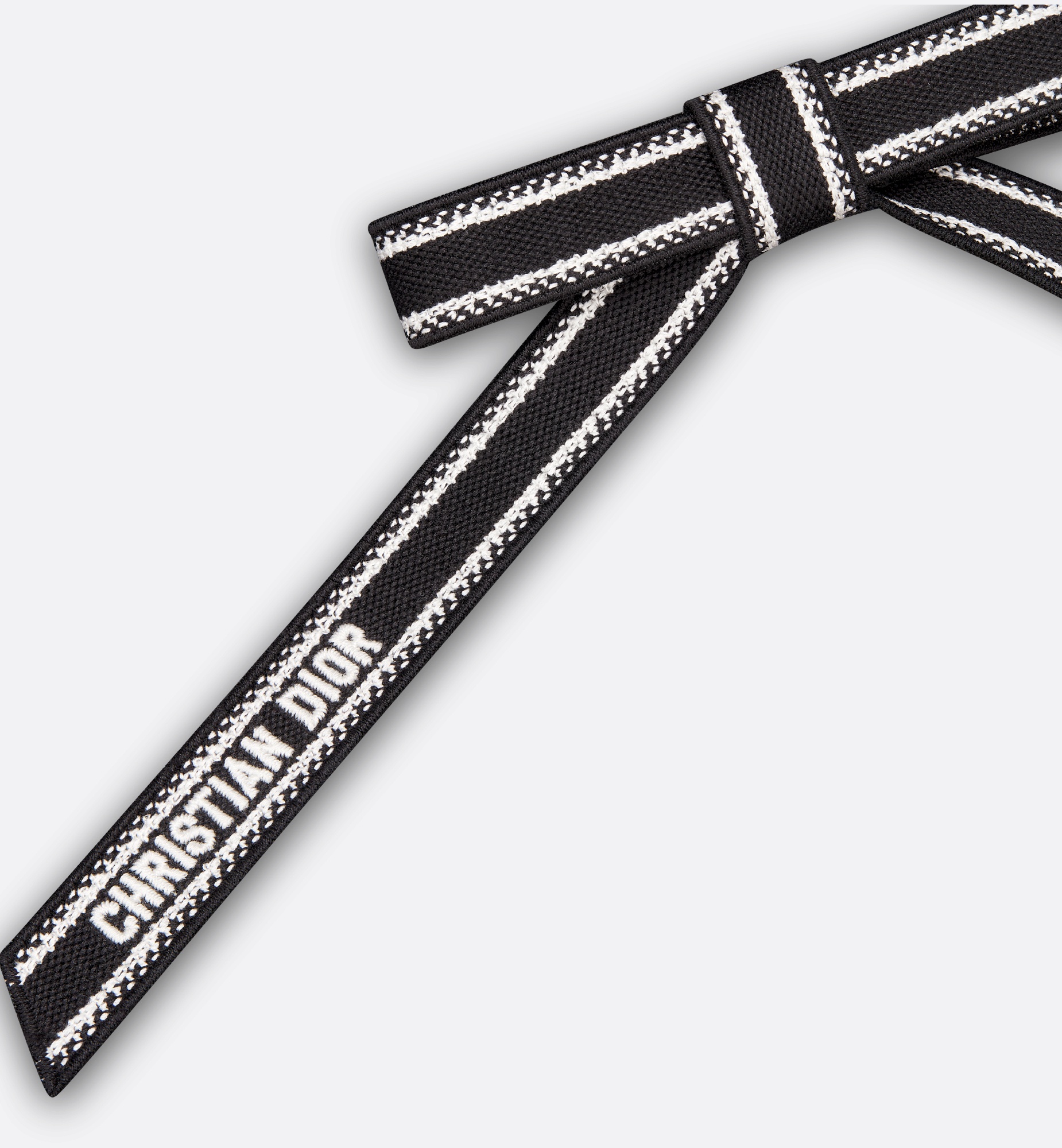 ◆Dior◆Embroidered DiorTwist Bow Black and White Embroidery Christian Dior Embroidered Dior Twist Bow Black and White