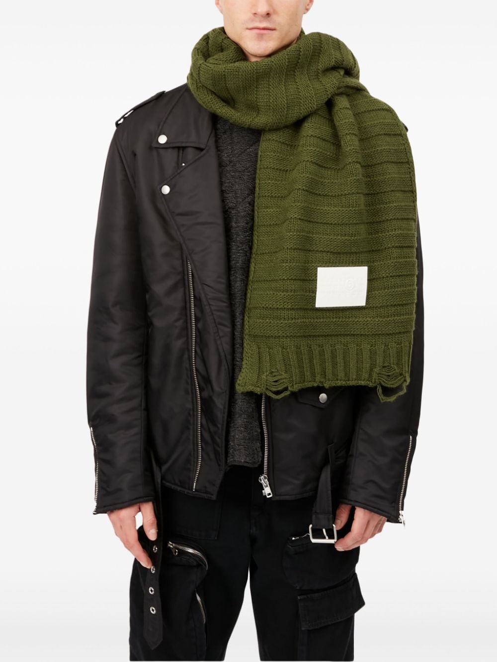 logo-print knitted scarf - 6